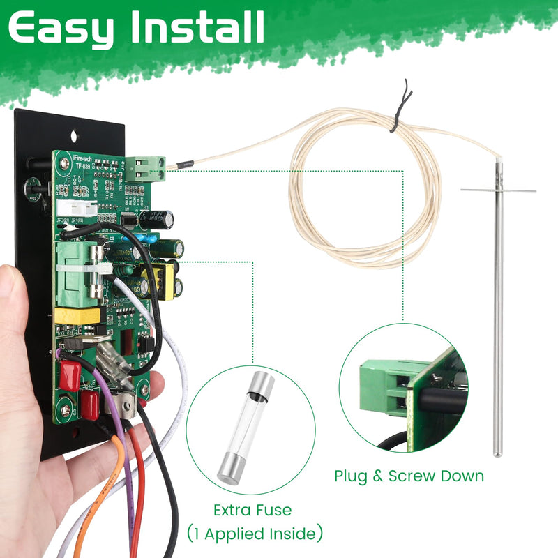 Control Panel Replacement for Traeger BAC236 Controller Digital Elite Thermostat BAC365 Wood Pellet Smoker with 7" RTD Temperature Probe Sensor BAC194 Grill Accessories Upgraded BAC236 Kit