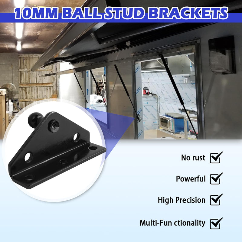 4PCS 10mm Ball Stud Mounting Brackets,Gas Strut Mount Bracket for Heavy-Duty Lift Supports & Gases Spring Struts,Professional Gas Strut Mounting Brackets with 16 Screws