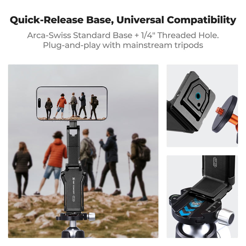 K&F CONCEPT 360° Rotating Magnetic Phone Tripod | 4-in-1Magnetic Tripod Compatible with iPhone 17/16/15/14 Pro Max, Back Magnet Base Fits Vlog, Gym, Travel Accessories, PT03 Black