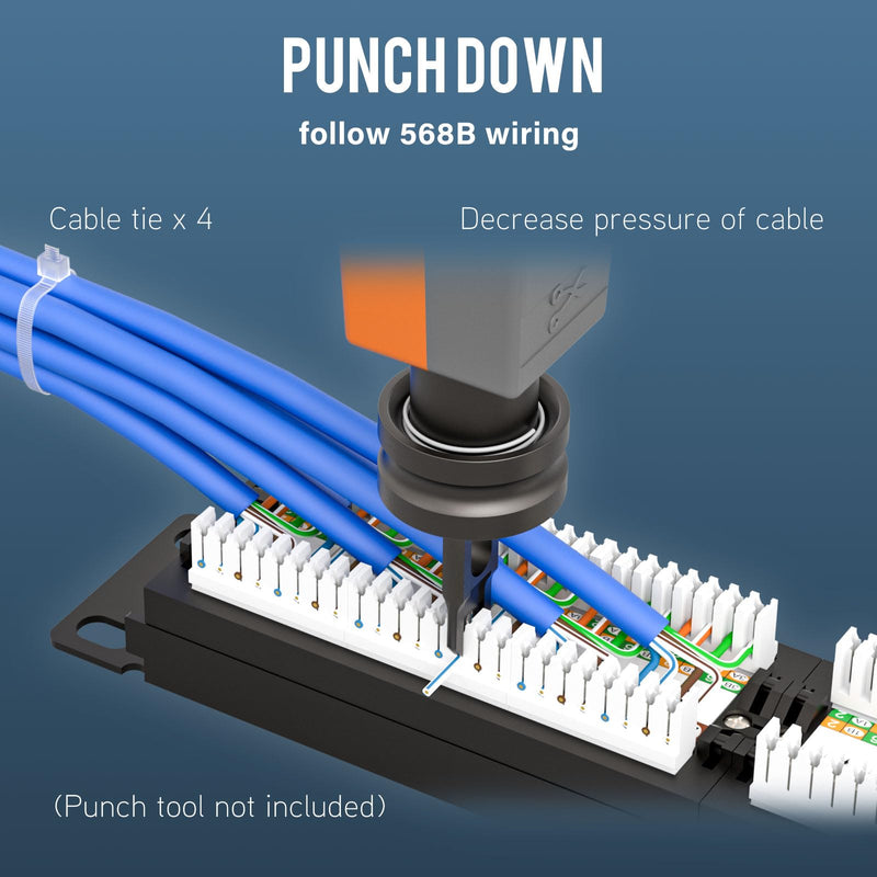 iwillink 24 Port Patch Panel, 10Gbps Cat6 Patch Panel, RJ45 Keystone Network Panel for Rackmount or Wall Mount, Ideal for Gigabit Ethernet Connections