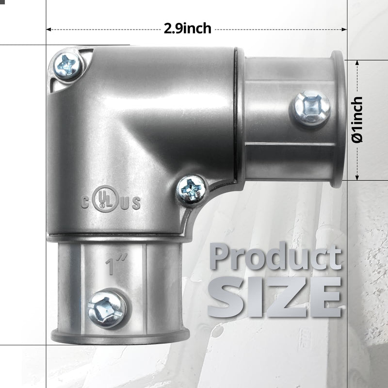 90 Degree EMT Pull Elbow, 1 Inch Inside Corner Conduit Coupling with Removable Cover, Zinc Die-Cast, 5-Pack 5 Pack