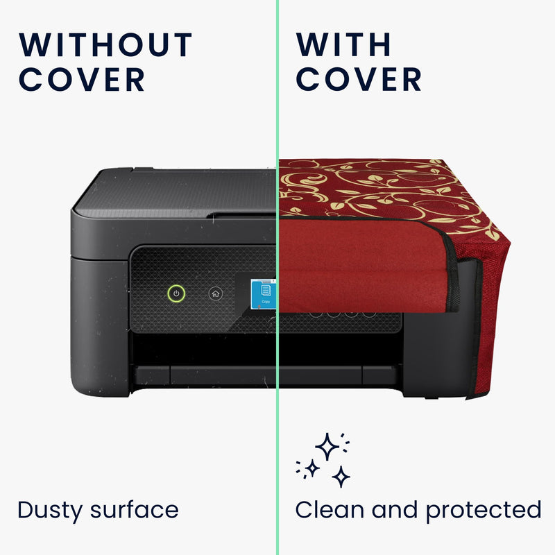 kwmobile Linen Printer Cover Compatible with Epson Expression Home XP-3200 / XP-4200 / XP-4205 Case - Good Story Yellow/Orange/Red Good Story 06-29-09
