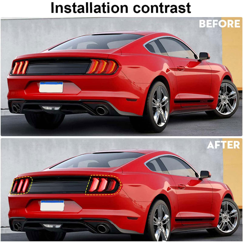 RT-TCZ Tail Light Lamp Cover Guard Trim Frame Bezels Decoration Accessories Compatible with Ford Mustang 2018-2023(2018+ Smoke Black) 2018+ Smoke Black