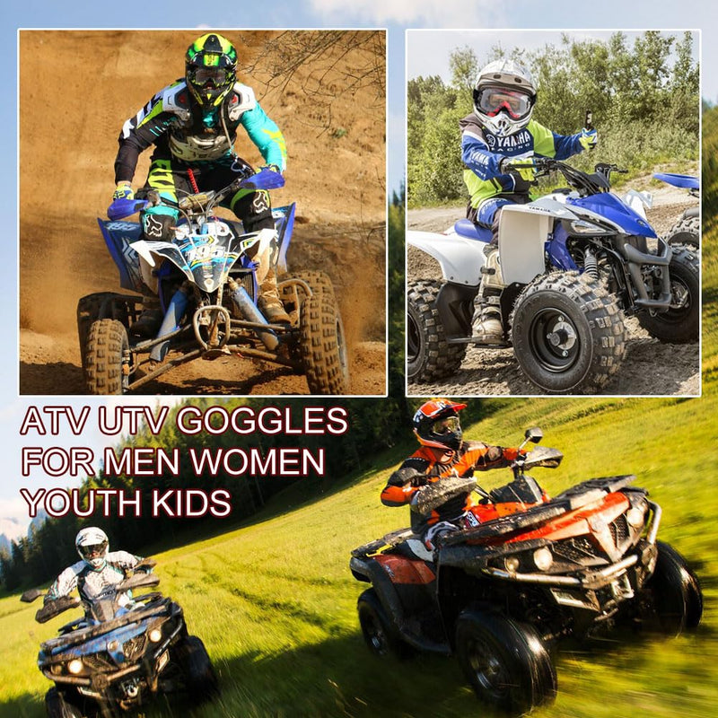 SPOSUNE Dirt Bike ATV Goggles UV400 Motorcycle Goggles for Men Women Youth Motocross Riding Goggles Windproof Dustproof Black Green&clear Lens