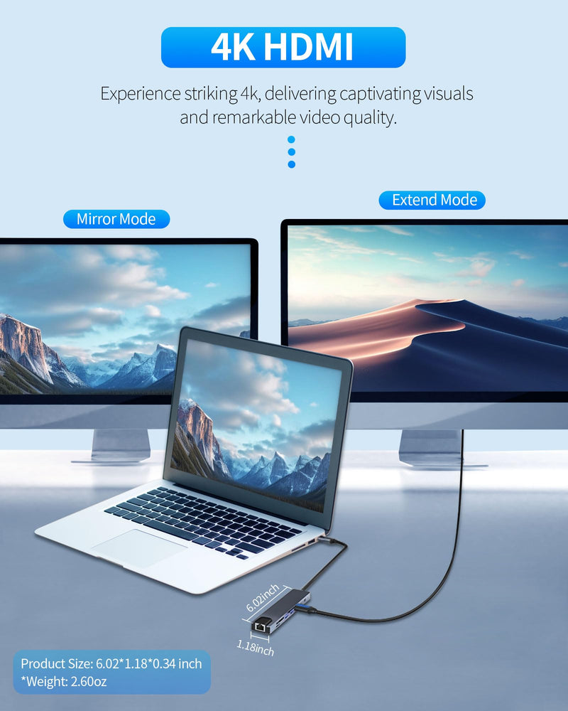 8 in 1 USB C Docking Station - 4K HDMI, 100W PD, 3 5Gbps Data Ports, TF/SD Card Reader, USB Hub for Laptop, MacBook Pro/Air/Mac/Dell/HP/ASUS/Acer/Steam Deck 8 in 1 USB C Docking Station