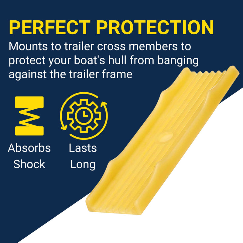Tie Down Yellow PVC Keel Pad – 15" x 3.5" Boat Hull Protector for Trailers – Non-Marking, Flexible Cushion Pad – Mounts Easily to Cross Members – Made in USA Amber