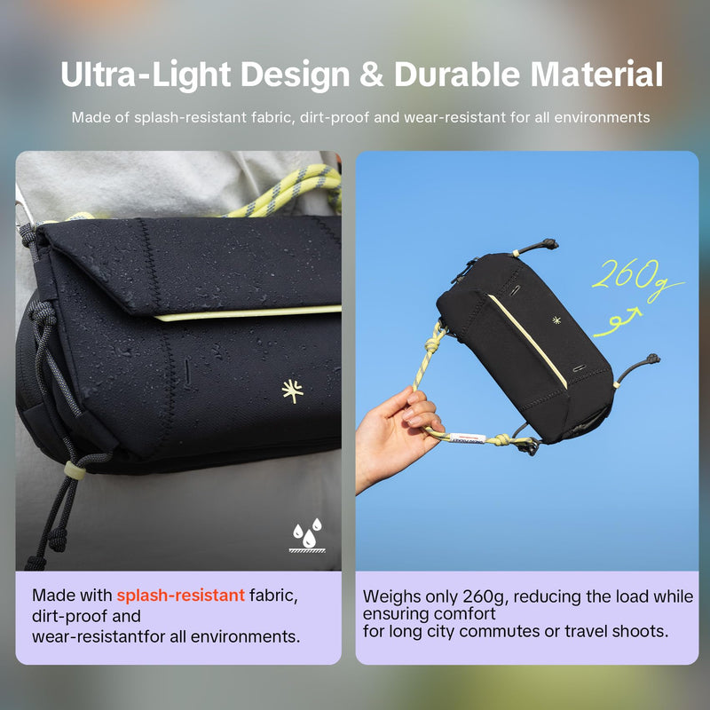 PGYTECH OneGo Pocket Sling for DJI Osmo Pocket 4/3/Xtra Muse/Luna Ultra | Portable Splashproof Everyday Carry Case w Detachable Strap, 2L, 3-Layer Crossbody Carrying Bag for Daily & Travel Mist White