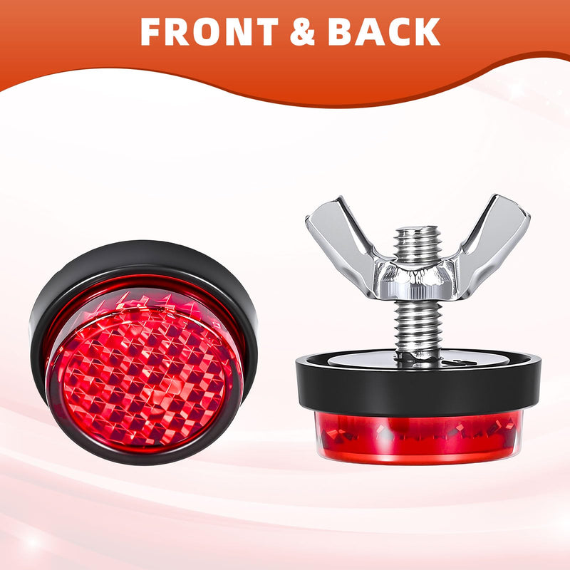 Red Reflector Motorcycle License Plate Brackets Bolts and Nuts, 6PCS Warning Reflective Screws, Bright License Plate Bolts, Round M5 Tag Screws