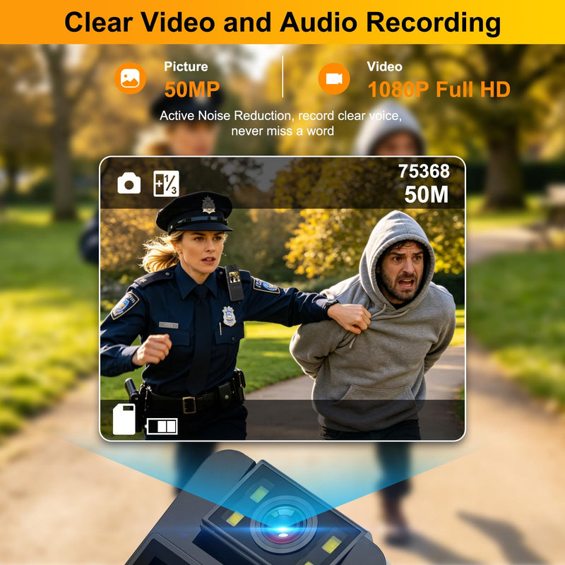 Body Camera with Audio and Video Recording: 64GB Body Cam WiFi Supports, 180° Rotating Lens, 1080P, Night Vision, 7Hr Battery Bodycam, Wearable Pocket Camera for Work, Travel, Pet Walking, Outdoor 64.0 GB
