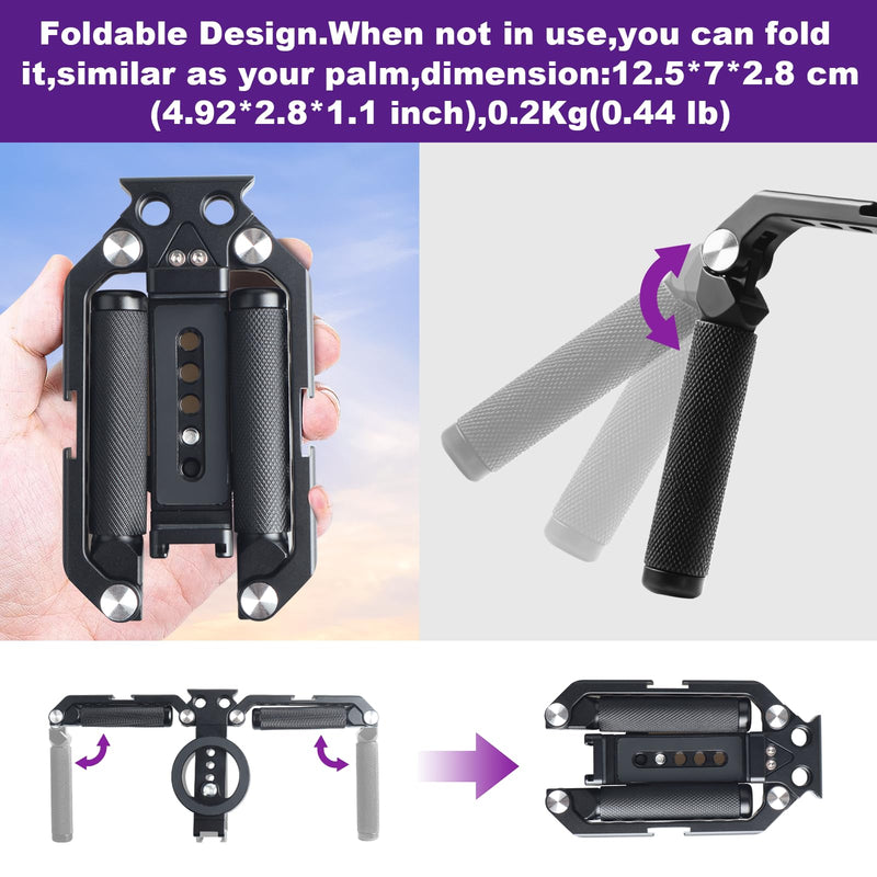 OPC01 Foldable Phone Cage Handheld Stabilizer,Foldable Magnetic Smartphone Cage with Handle and Magnetic Sticker for iPhone 17/16/15/14/13/12/11/10 Series and Andriod Phones for Photographer