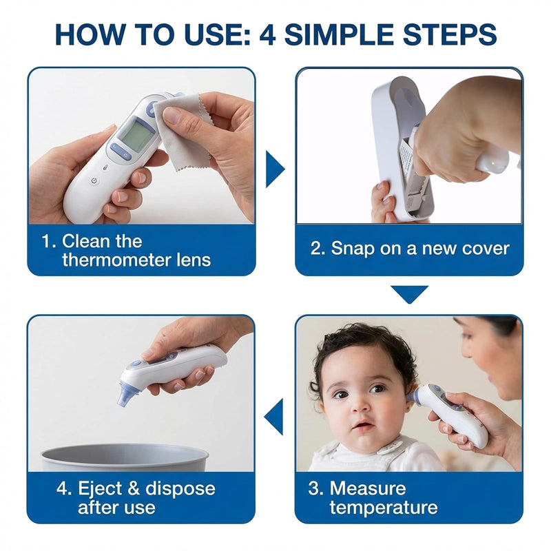 200X Ear Thermometer Probe Covers, Disposable Lens Filters for Braun Thermoscan Themometer, BPA-Free, Refill Covers for Accurate Digital Temperature Readings 200