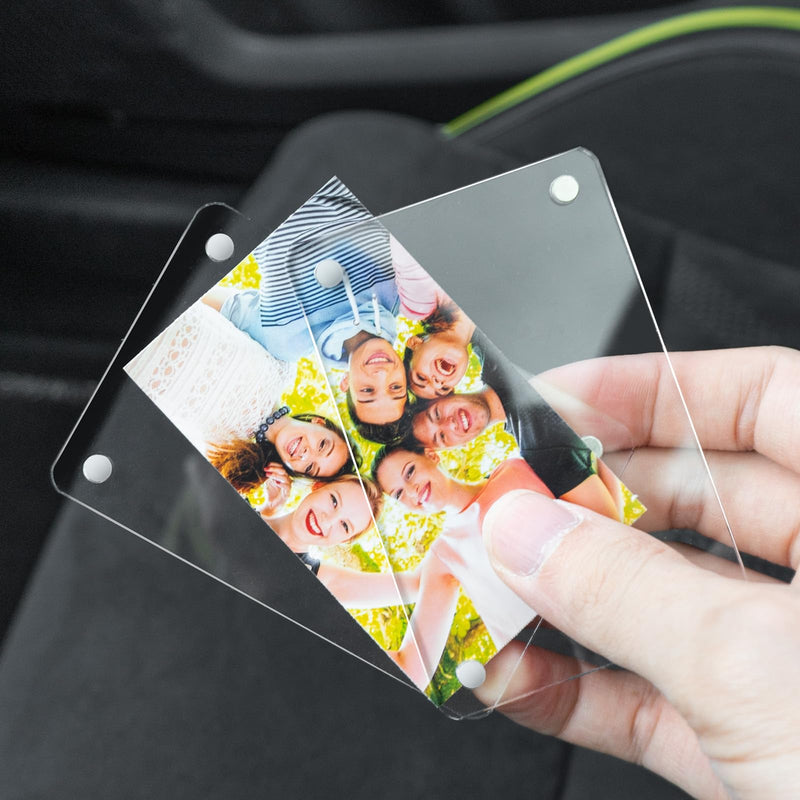 2Pcs Car Picture Holder, Acrylic Car Visor Photo Clip, Personalized Car Accessories Magnetic Car Sunshade Photo Frame for Adding Family or Personal Photos