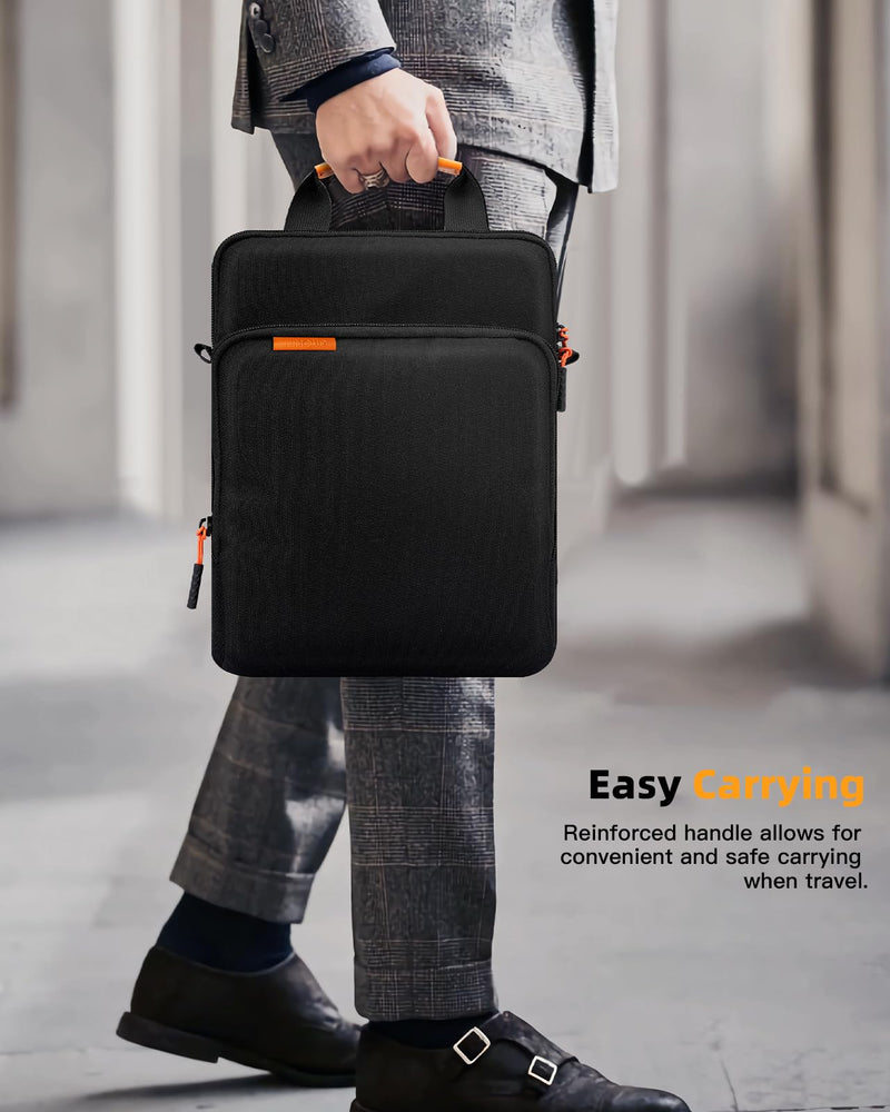 TiMOVO 13 Inch Tablet Shoulder Bag for iPad Air 13 Inch 2024,iPad Pro 13 Inch 2024,iPad Pro 12.9 M2 2022/2021/2020,Galaxy Tab S8+/S9+ 12.4" 2022/2023,360° Protection Tablet Sleeve with Handle, Black