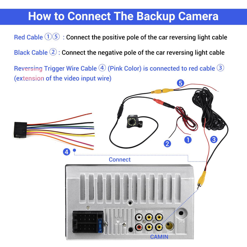 Car Rear View Camera Backup Reverse Camera HD 170° Wide Angle 12 LED Night Vision, for RV Trucks Trailer SUV