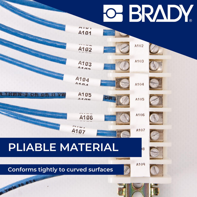 Brady Authentic (M21-250-C-342) PermaSleeve Heat Shrink Tubing for Control and Electrical Panels, Wire Harness, Black on White- For M210, M210-LAB, M211, BMP21-PLUS and BMP21-LAB Printers, .439" W 7'L .439"
