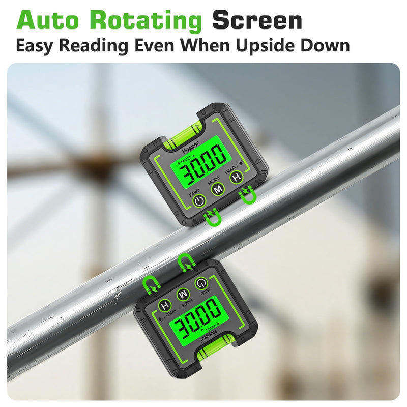 Huepar Digital Level Angle Gauge Mini Angle Finder Level Box with V-Groove Magnetic Base&Backlit LCD Bevel Gauge Inclinometer for Carpentry,Building, Automobile, Masonry - 0~360° Fast Measurement AG01