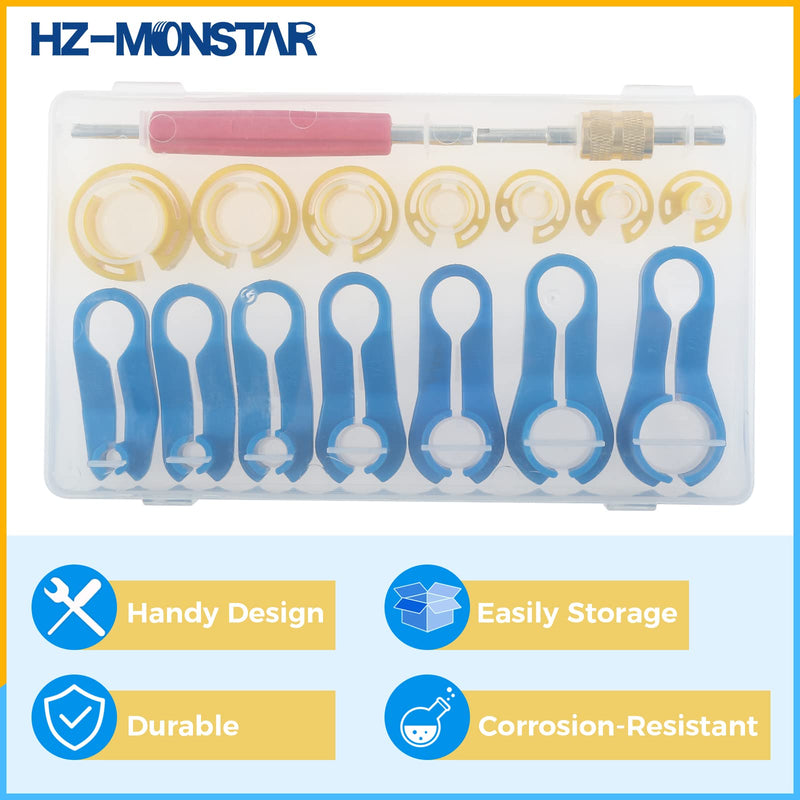 16Pcs AC Fuel Line Disconnect Tool Set, Fuel Line Removal Tool with Storage Box 1/4 5/16 3/8 1/2 5/8 3/4 7/8 Inch for AC Fuel Line Transmission Oil Cooler Line and Most Car