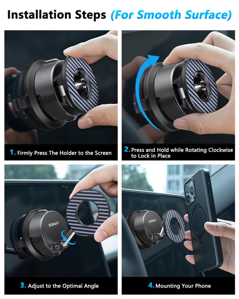 Upgraded Magnetic Phone Holders for Your Car [70mm Suction & 3200gf Magnetic] 360° Adjustable Magsafe Car Phone Mount, Vacuum Suction Cup Car Mount for iPhone 17 Pro Max 16 15 14 13 12 Air Plus