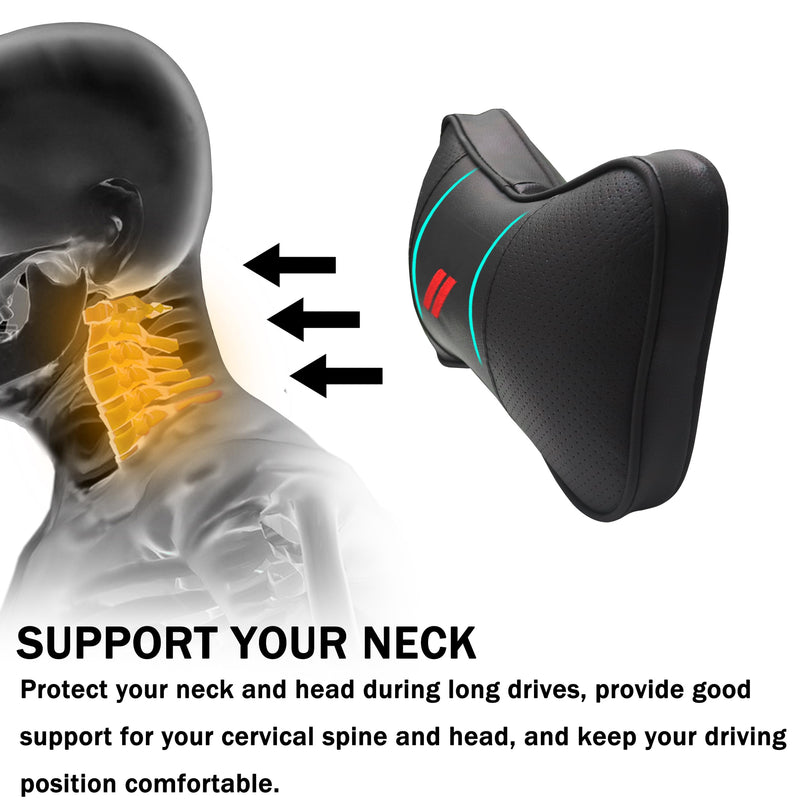 YOSRTER 2 PCS Neck Pillow for Dodge Charger Challenger Durango Journey Universal Fit to All Dodge Comfortable Soft Driving Seat Headrest Pillow Removable Neck Support for Dodge Accessories（Red Trim） Red Trim
