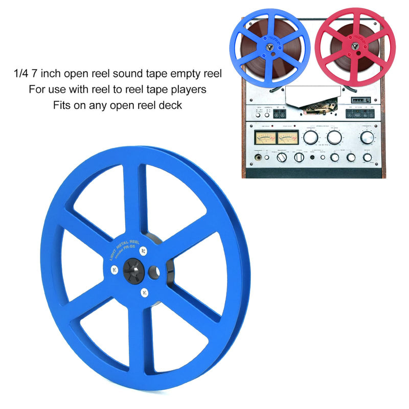 1/4 7 Inch Blue Aluminum Empty Take Up Reel for Reel to Reel Tape | Blue 7 inch aluminum take up reel with 6-hole design for 1/4 inch reel-to-reel tape recorders and empty tape storage