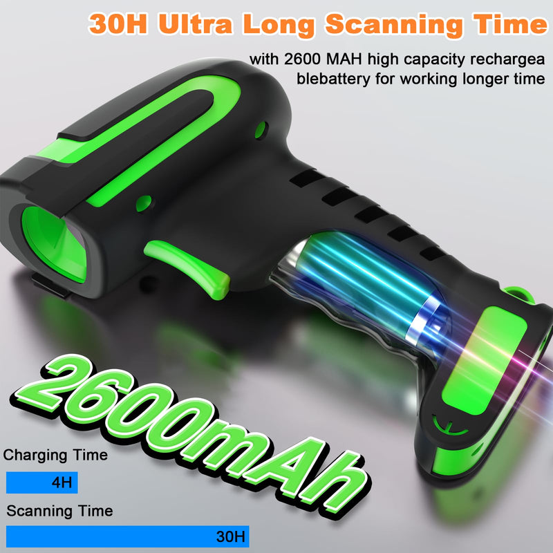 Symcode Upgraded 2D Barcode Scanner with Display Screen 1968 Feet Transmission Distance with Wireless Charging Cradle Bluetooth 433Mhz Wireless USB Wired Handheld Shock Dust Proof Bar Code Scanner