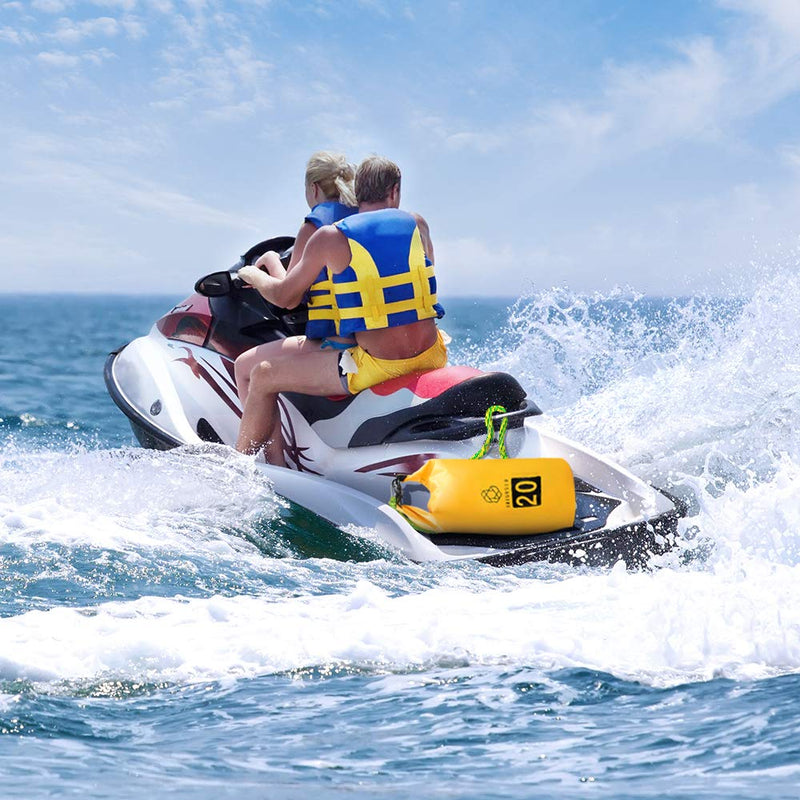Obcursco 20L Jet Ski Anchor Kit PWC Anchor 2 in 1 Sand Bag Anchor for Float with Adjustable Buoy, PWC Sandbag Anchor for Jetski, Kayak, Seadoo, Paddle Board, Waverunner, Watercraft, and Swim Mat… yellow