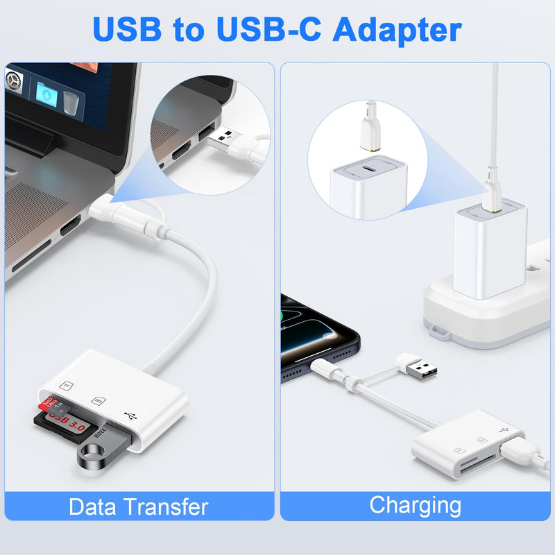 SD Card Reader for Samsung S26 Ultra 5in1 USB A&USB C to Memory Card Reader | Dual Port Micro SD Card Reader with USB Camera Adapter for Samsung S26 S25 iPhone 17 16 Pro Max iPad Digital Camera Android