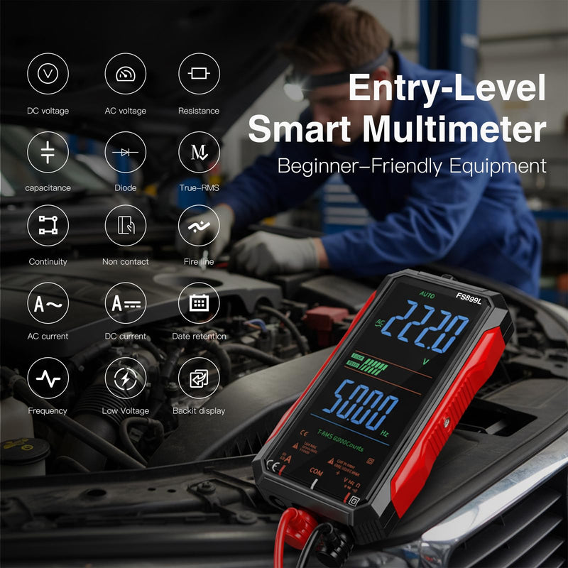 USB Rechargeable Digital Multimeter Smart Automatico True Rms Professional USB Power Multi Testers Continuity Pocket Oscilloscope with Capacitor Voltmeter Megohmmeter Electrical Tools for Electrician