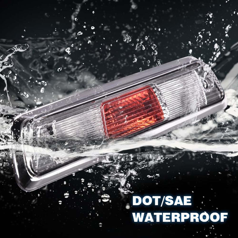 G-PLUS Third Brake Light Compatible with Ford F150 Truck 2009-2014 High Mount Stop Lights Rear Center Roof Third Cargo Light Parking Light Clear/Red Lens Chrome Housing 3rd Brake Light AL3Z13A613E 09-14 F150 Clear