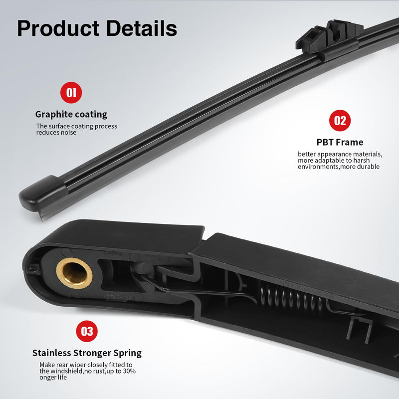 OTUAYAUTO Replacement for Ford Escape 2013-2019, Ford Explorer 2011-2023, Lincoln MKX, MKC Rear Windshield Back Wiper Arm Blade Set OEM BB5Z17526-C