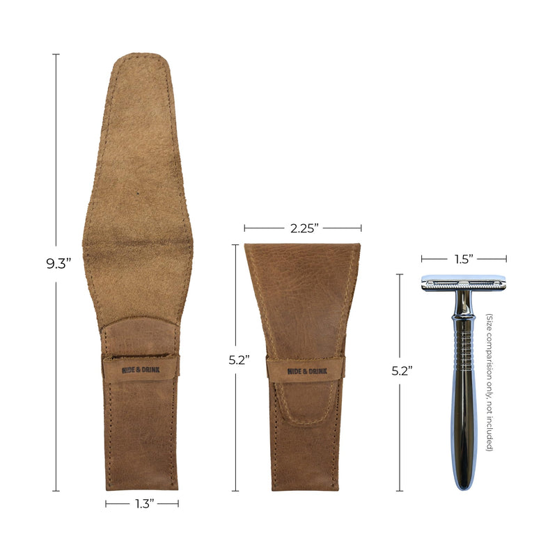 Hide & Drink, Leather Safety Razor Case, Shaving Accessories, Personal Care Essentials, Handmade Includes 101 Year Warranty (Single Malt Mahogany) Single Malt Mahogany