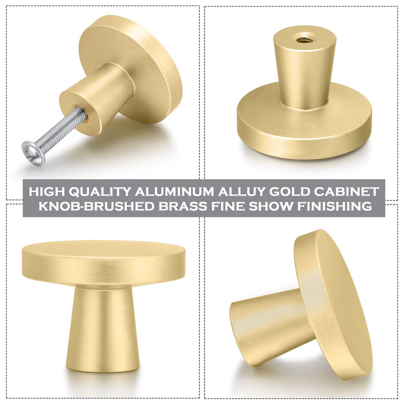 Hotop 30 Pack Gold Cabinet Knob Kitchen Round Dresser Drawer Pulls and Handles with Kinds Screws for Hardware Dresser Drawer Aluminum Alloy Oxidation Wire Drawing Handle (Mushroom) Mushroom