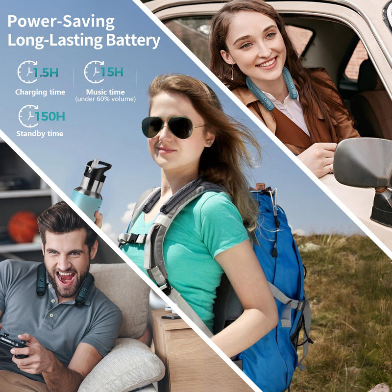 Gardway Neckband Bluetooth Speaker, Wireless Wearable Bluetooth Speaker | 3D Stereo Sound, 12 Hrs Playtime, 78g LightWeight, USB Rechargeable, Portable Neck Speakers for Home, Office and Outdoors