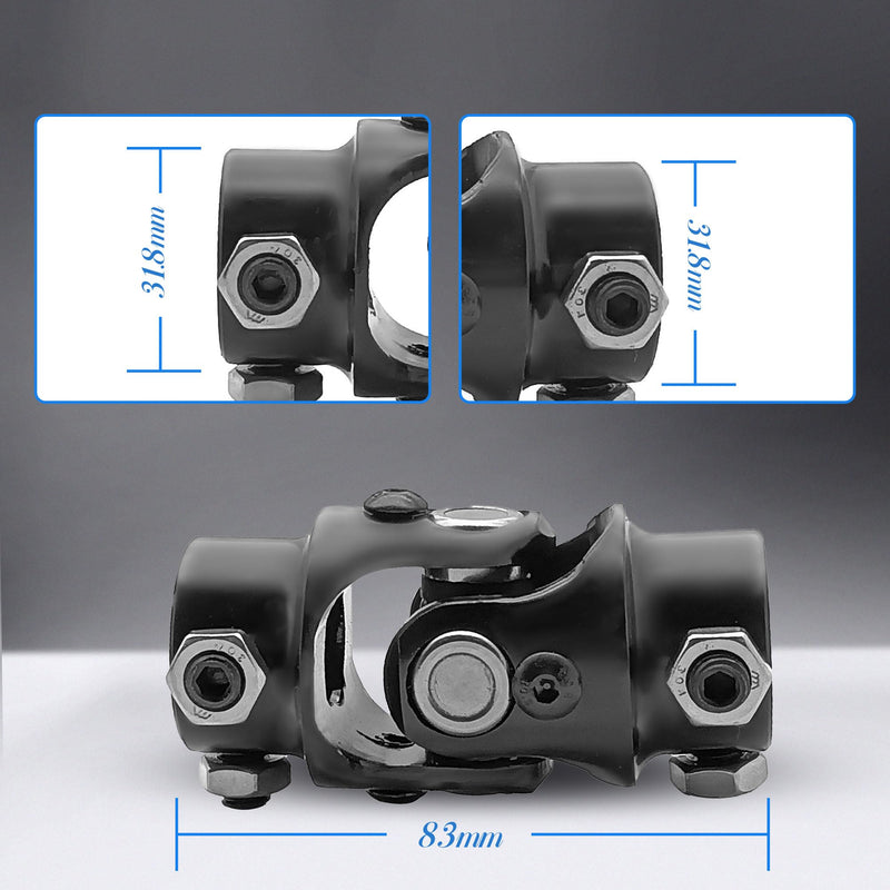 U Joint 3/4" DD x 3/4" DD Black Universal Steering Shaft Coupler with 3/4" DD x 3/4" DD Column 1