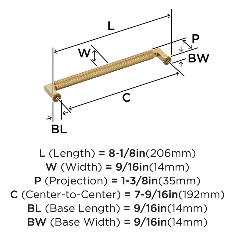 Amerock Balata 7-9/16 inch (192mm) Center-to-Center Champagne Bronze Cabinet Pull, BP37626CZ
