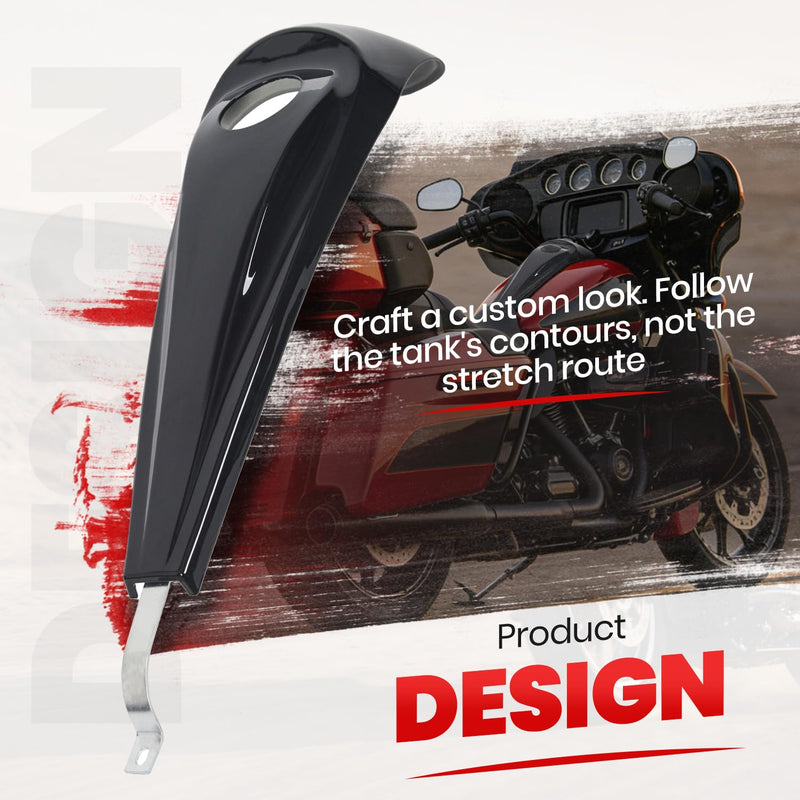 ECOTRIC Smooth Dash Fuel Console & Gas Tank Cap Cover Compatible with 2008-2023 Harley Touring Street Road Glide Electra Glide FLHT FLHX Tri Glide Ultra Limited Gloss Black