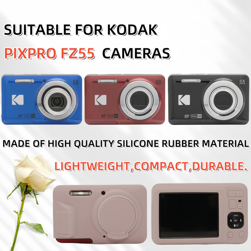Case for Kodak PIXPRO FZ55,FZ55 accessories | Soft Silicone Protective Case Removable Lens Cover,Comes with 2 Screen Protectors and 1 Wrist Strap. (Tiffany Pink) Tiffany Pink