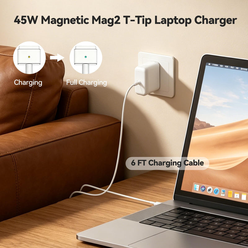 85W Mac Book Pro Charger T-Tip Mag 2 for Mac Book Pro 13/15-inch 2012-2017 | 13-inch, 15-inch and 17-inch laptop models, A1424, A1425, A1435, A1436, A1465, A146 85 Watts