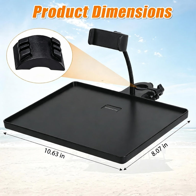 11"x8" Mic Stand Tray with Phone Holder, Universal Microphone Stand Shelf | Adjustable Phone Mount, Multi-Function Recording Stand Accessory for Studio, Karaoke Clamp on Music Stand Shlef Attachment