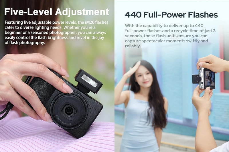 Godox iM20 Camera Flash with Diffuse, GN10, USB-C, Built-in Battery, | 5 Levels Flash Power, 440 Full-Power Flashes, Single-Contact Hotshoe, for Canon Sony Nikon Fuji Olympus Panasonic