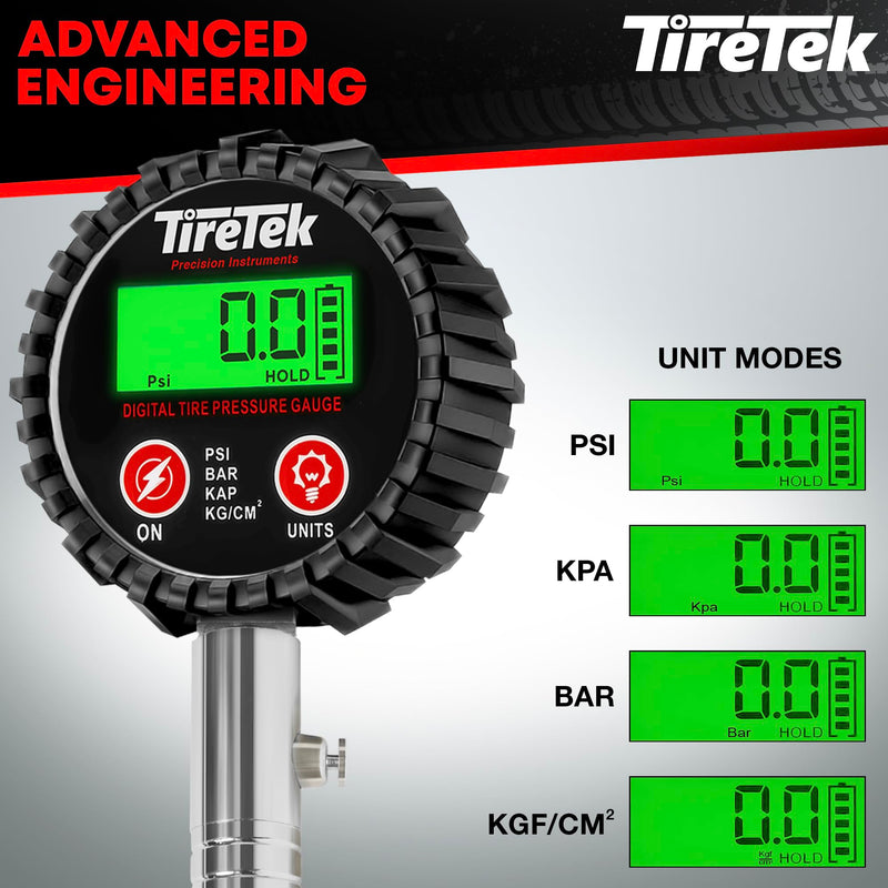 Digital Tire Pressure Gauge (200 PSI) - Heavy Duty Tire Gauge (Stainless Steel) - MotCertified ANSI - Air Gauge Tire Pressure - Easy to Read