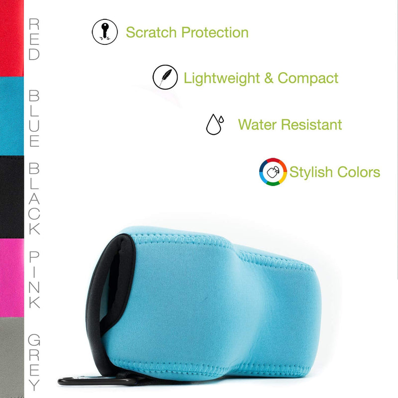MegaGear Panasonic Lumix Dc-Fz80, Fz82 Ultra Light Neoprene Camera Case, With Carabiner - Blue - MG1167, PU Leather One Size