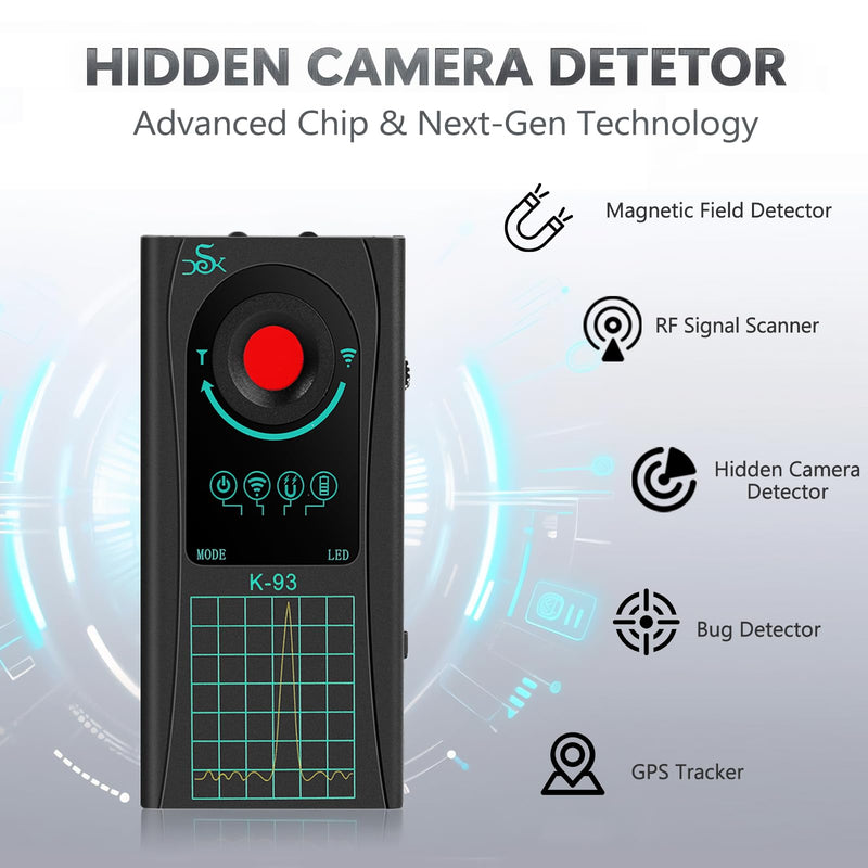 Hidden Spy Camera Detector, 2025 Upgraded GPS Tracker Detector, RF Signal & Bug Sweeper Detector, Smart Anti-Spy Device for Travel, Hotel, Bathroom & Car Security
