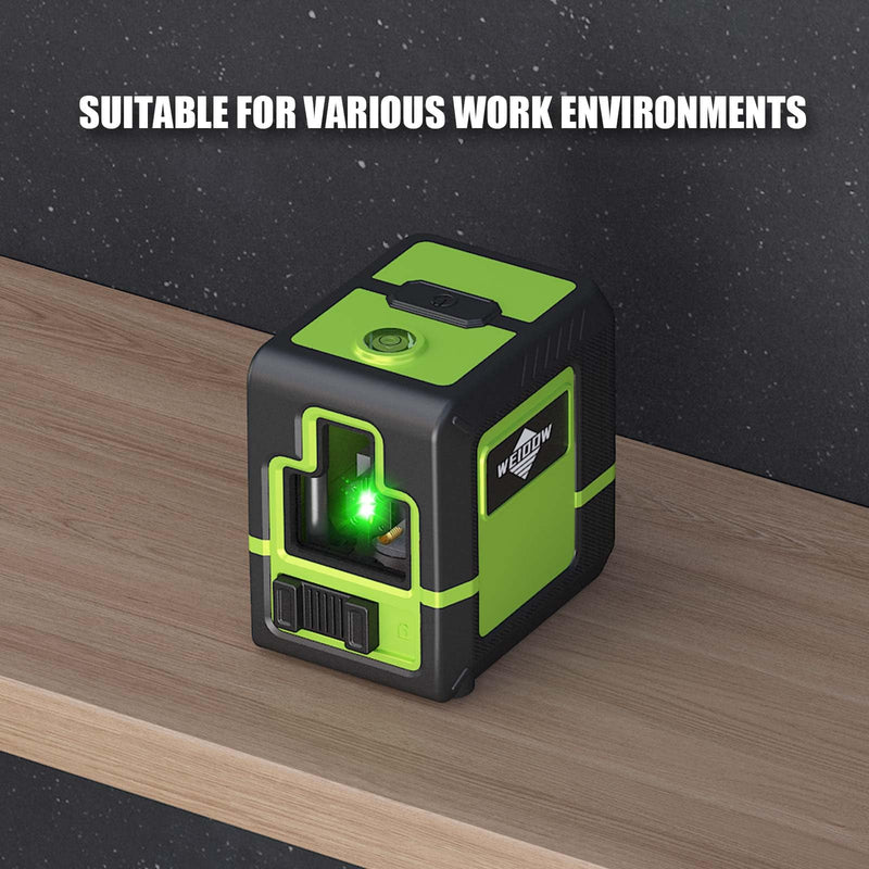 Weiddw laser level - Green Cross Line, for interior decoration, for vertical and horizontal measurement, 1200 mAh lithium battery, 10-hour standby time
