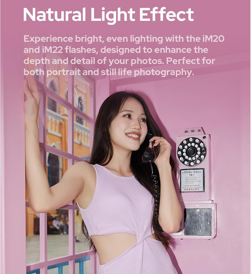 Godox IM22 Mini Camera Flash,3s Recycle Time,440 Full Power Flash Time Built in Lithium Battery for Fuji,for Canon,for Nikon,for Sony, for Olympus Camera(iM22)