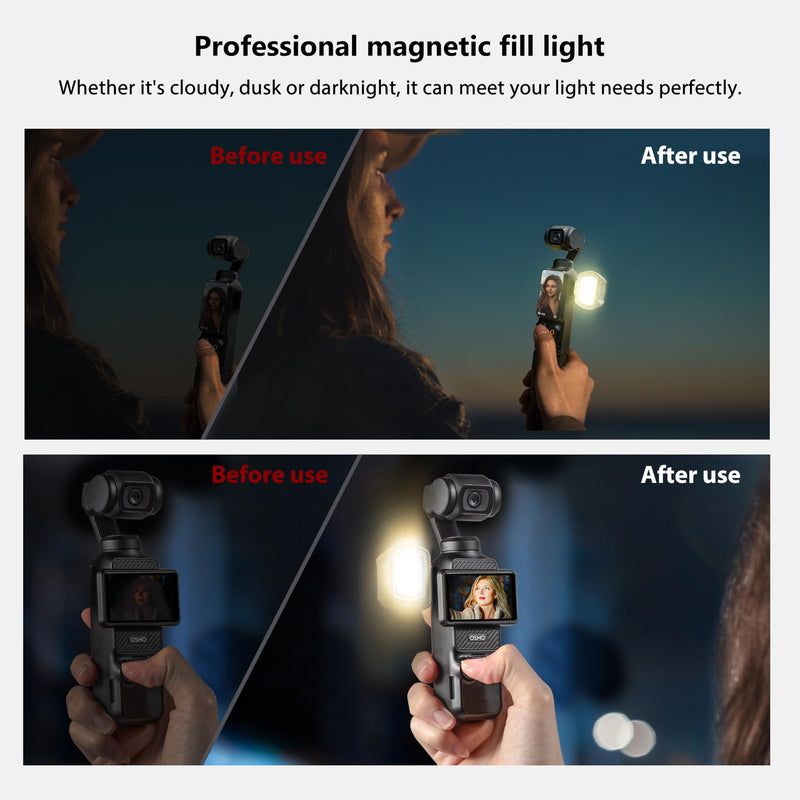 STARTRC Magnetic Fill Light for DJI Osmo Pocket 3 Creator Combo, Magnetic Mount Compatible with DJI Pocket 3/Pocket 2/Pocket Action Camera Accessories Osmo Pocket Series