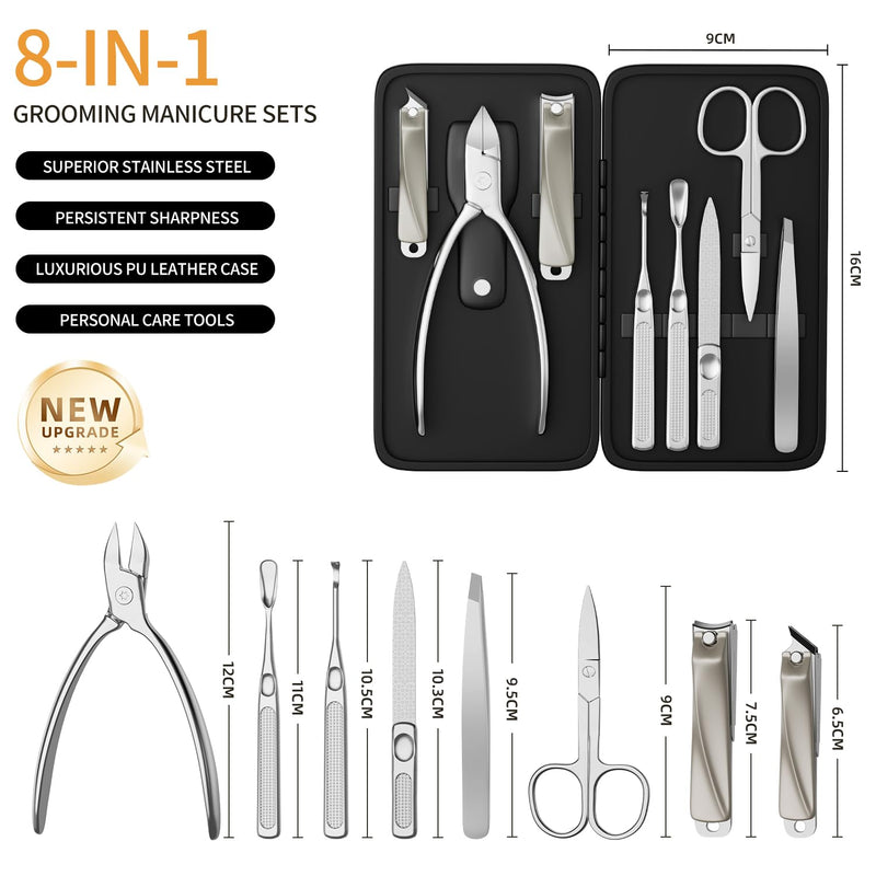 Precision Nail Grooming Manicure Sets Pedicure Kits Stainless Steel Nail Clipper Personal Care Tools with PU Leather Case