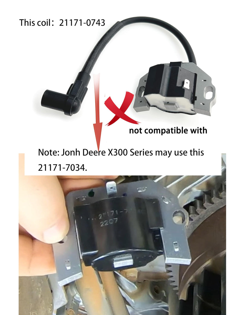 YAMAKATO 21171-0743 Ignition Coil for Kawasaki John Deere X300 Toro Zero Turn with FR651V FR691V FX751V FX801V FX850V FR600V Lαwnmower Engiηes, Armature Magneto 21171-0711 21171-0738 21171-7041