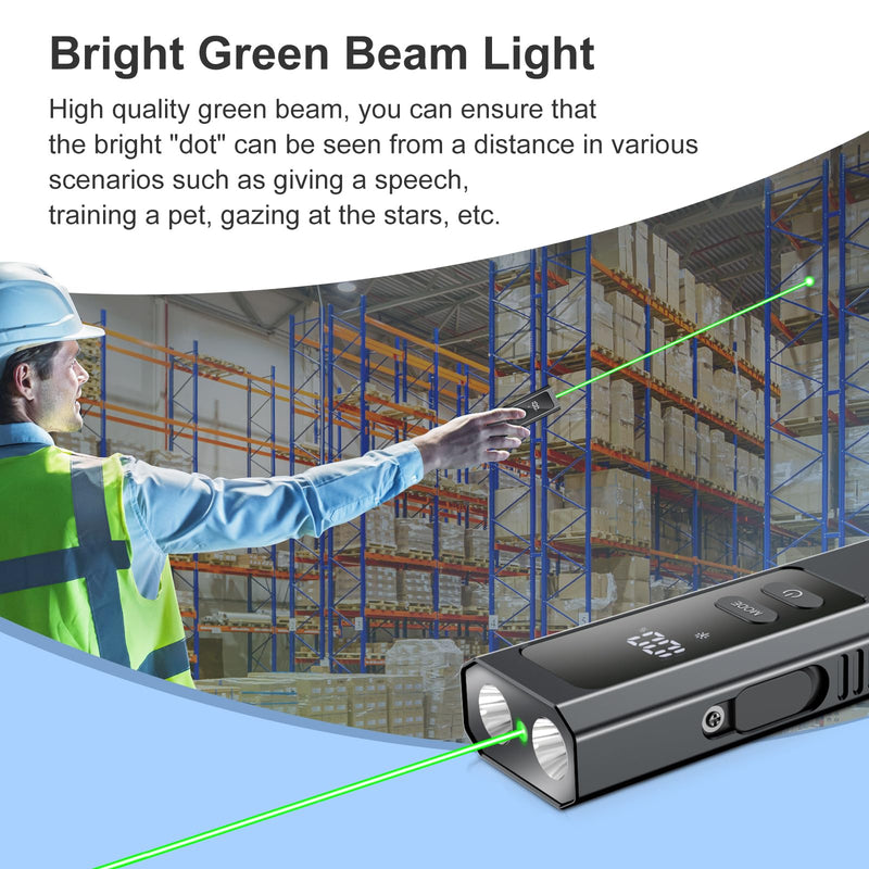5 IN1 Rechargeable EDC Flat Flashlight, PRO Flashlight with Green Beam, UV and White LED Combo, High Lumens Pocket Lights with Magnet, LT010 Four Sources Perfect for Checking Work (Black) Black