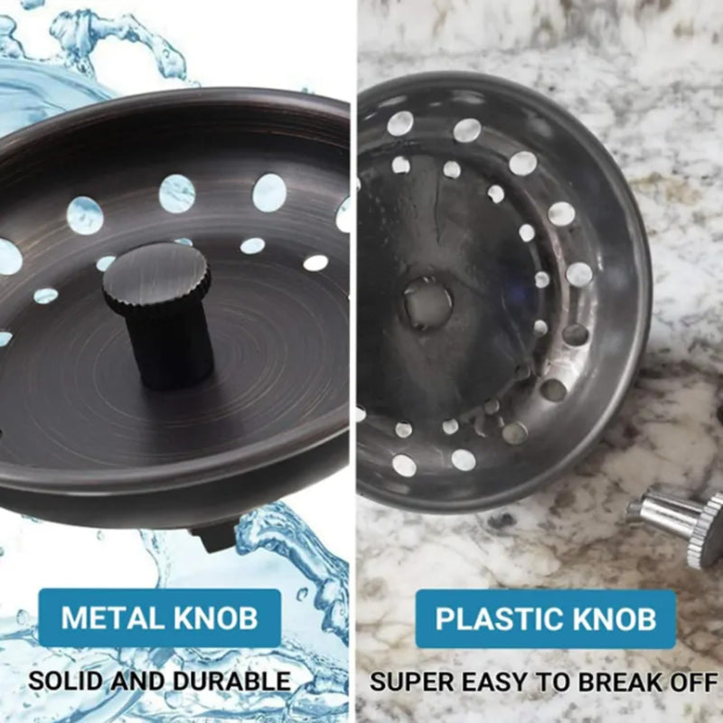 3-1/2 Inch Matte Black Kitchen Sink Drain Kit - Complete Black Kitchen Drain Assembly - Black Stainless Steel Strainer Basket Included - Fits 3.5" Standard Kitchen Sink